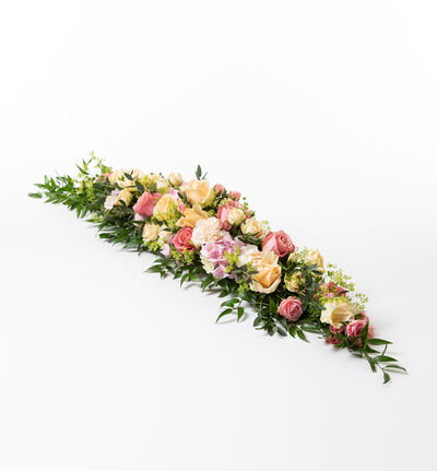 Rosa og fersken avlang borddekorasjon stor Rosa og fersken avlang borddekorasjon stor